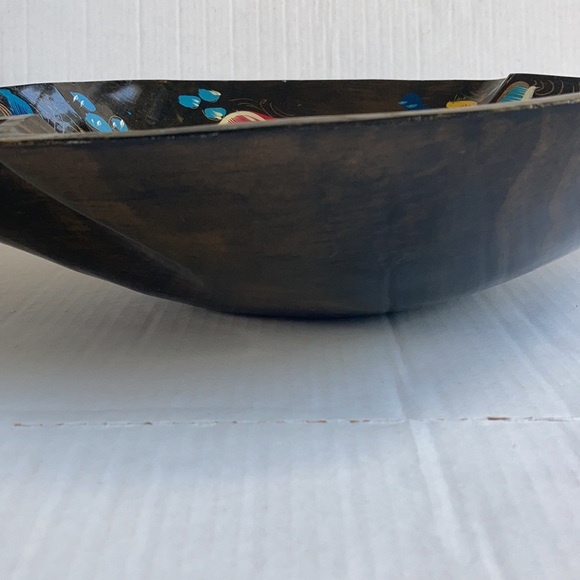 Vtg Batea folk art wood hand painted console bowl - Picture 2 of 15